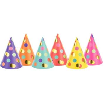 Party Deco Парти Шапки, Различни Цветове, На Точки - (1 пакет / 6 бр. )
