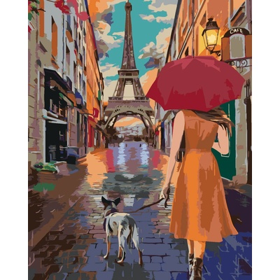 ZUTY Malování podle čísel PAŘÍŽ EIFFELOVA VĚŽ PROCHÁZKA ULIČKOU 40 x 50 cm