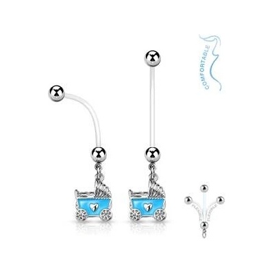Šperky4U těhotenský piercing do pupíku kočárek WP01144-B