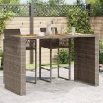 vidaXL Градинска маса с плот от акация, сиво, 185x80x110 см, полиратан (368701)