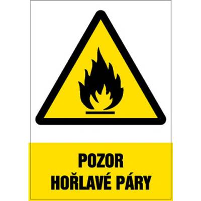 Značka Pozor – Hořlavé páry, samolepicí fólie, 210 × 297 mm BZ FE334