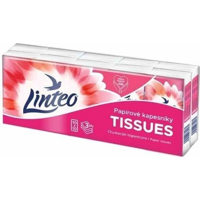 Linteo papierové vreckovky biele 3-vrstvové 10 x 10 ks 10 ks