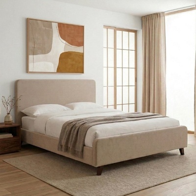TopMebel Легло Ovelia от плат в бежов цвят 150x200см