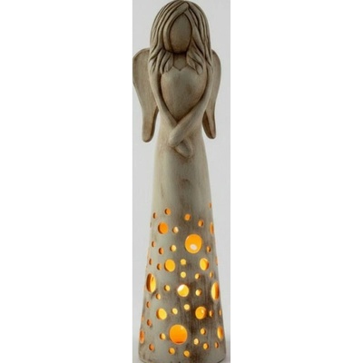 Keramikaportal|Anděl vánoční|Keramický anděl o výšce 34cm| Na jednu čajovou svíčku|V přírodní režné barvě. – Zboží Dáma