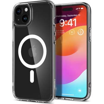 Spigen Кейс Spigen Crystal Hybrid MagSafe за iPhone 15, бял (KXG0074236)