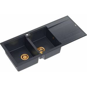 Quadron Unique Evan 121 вградена композитна мивка черен диамант - мед 116x50 см (HQE11650U8_PVDC1_P2O) Мивка за вграждане