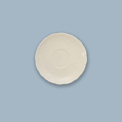 Dubí Podšálka porcelánová biela reliéfna Opera 14 cm