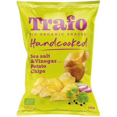 TRAFO Bio Kotlíkové brambůrky se solí a octem nepřekonatelná kombinace pro milovníky výrazných chutí 125 g