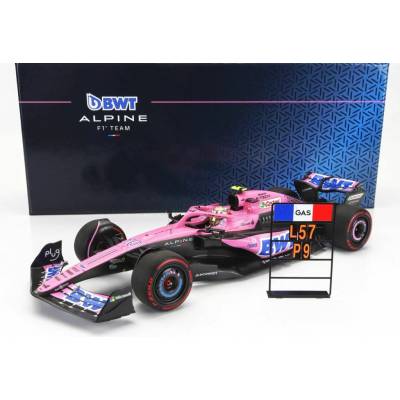 MINICHAMPS ALPINE F1 A523 TEAM BWT ALPINE N 10 9th BAHRAIN GP WITH PIT BOARD 2023 PIERRE GASLY - PINK BLACK BLUE 1:18