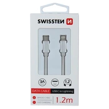 DATOVÝ KABEL SWISSTEN TEXTILE USB-C / LIGHTNING 1,2 M STŘÍBRNÝ 71525203