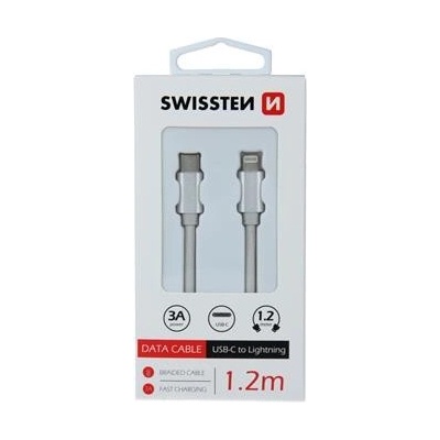 DATOVÝ KABEL SWISSTEN TEXTILE USB-C / LIGHTNING 1,2 M STŘÍBRNÝ 71525203