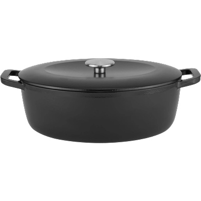 HORECANO Чугунена касерола овал 5.5L 31.7x24.9xh11cm ЧЕРЕН МАТ (HC-47172) (0147172)