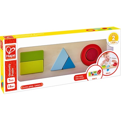 Hape Дървен пъзел Hape - Геометрични форми, 7 части (H1615)