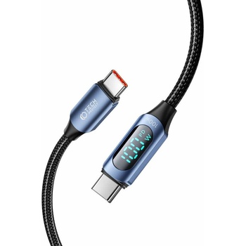 Tech-Protect Здрав кабел с въжена оплетка с бързо зареждане за устройства с USB-C порт (100 см) - Tech-Protect UltraBoost USB-A to USB-C Cable with LED Display 100W (син) (THP2584)