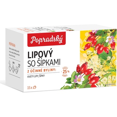 Baliarne obchodu Poprad Bylinný čaj lipový se šípky 15 x 1,5 g