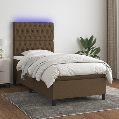 vidaXL 11461.3135096 Boxspring postel s matrací a LED tmavě hnědá textil