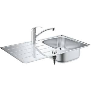 GROHE - Комплект мивка K200 и смесител Eurosmart, матирана неръждаема стомана/хром 31565SD1 (31565SD1) Мивка за вграждане