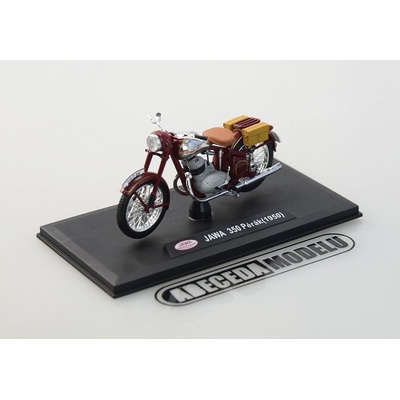 Abrex JAWA 350 PÉRÁK 1950 Tmavě Červená s brašnama 1:18