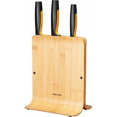 FISKARS SADA 3 NOŽŮ V DŘEVĚNÉM BLOKU DO KUCHYNĚ