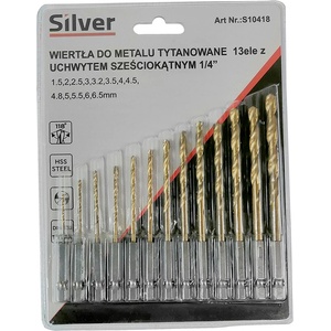 Silver Свредла за метал 1, 5-6, 5 мм комплект 13 бр. с опашка hex 67314 (s10418)