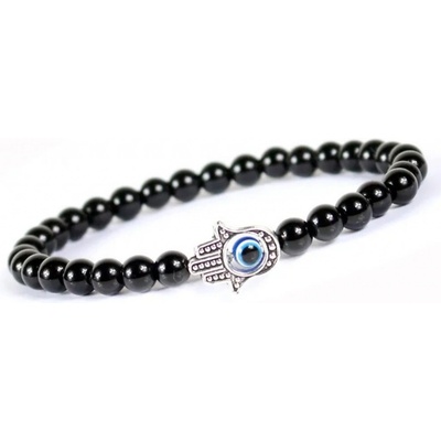 Blingstar náramek Hamsa ruka Fátimy obsidian black 2360