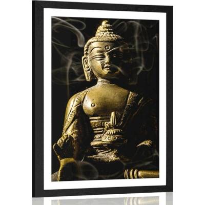 Plakát s paspartou socha Buddhy - 40x60 silver