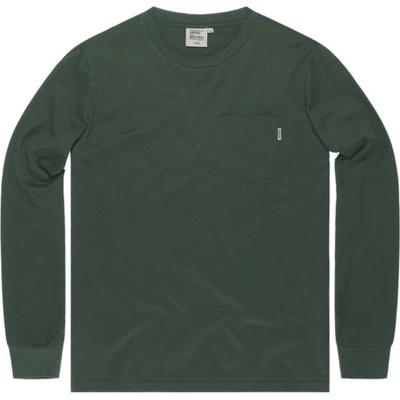Vintage Industries tričko s dlouhým rukávem Grant pocket šedozelené