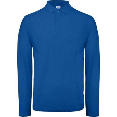 B&C ID.001 LSL pánske piqué polo tričko s dlhým rukávom modré royal