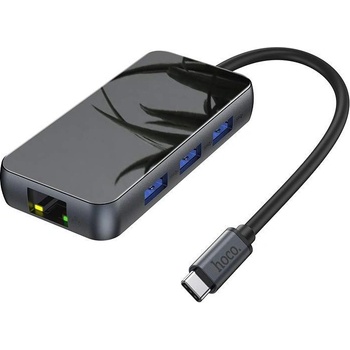 hoco. HB16 Easy Expand USB-C Adapter - мултифункционален хъб за свързване на допълнителна периферия за устройства с USB-C (тъмносив)