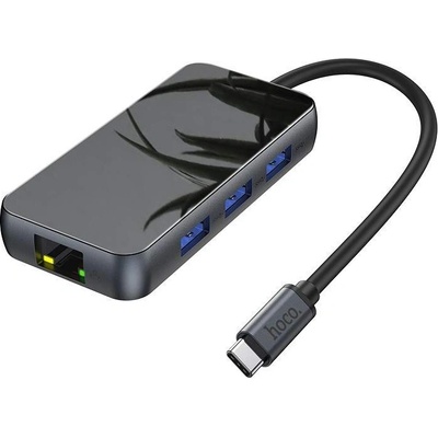 hoco. HB16 Easy Expand USB-C Adapter - мултифункционален хъб за свързване на допълнителна периферия за устройства с USB-C (тъмносив)