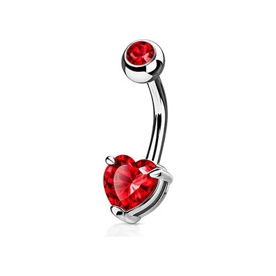 Šperky4U Piercing do pupíku srdce červená WP0050-R
