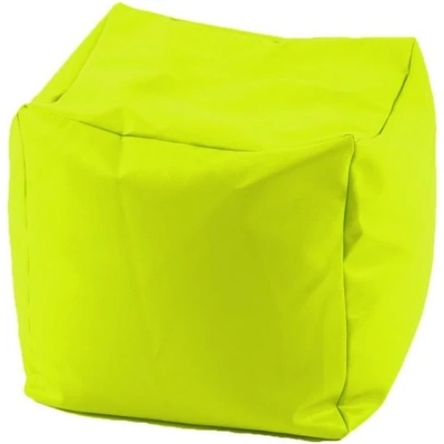 Pufrelax Пуф, 80л. , Табуретка Куб - Neon Green, Перящ се калъф, Водоустойчив, Пълнеж от Полистиролни перли (PUF-G-C-PEX-GRNE)