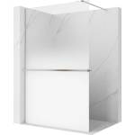 Mexen Kioto+ душ разделител с полица Walk-in 90 x 200 cm, бял омбре 8 мм, четкан никел (800-090-121-97-86)