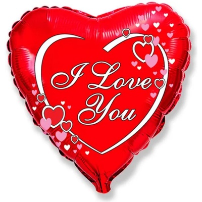 Flexmetal Балон от фолио - Червено сърце, Обичам те, I love you 48 см