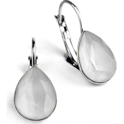 Swarovski Elements Pear rhodiované visací šedé slzičky kapky 39169.4 Powder Grey šedá světlá pudrová pastelová