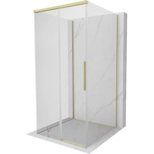 Mexen Rox-3S душ кабина 3-стенна плъзгаща се 100 x 100 см, прозрачна, златиста четка - 8C2-100-100-55-00-3S (8C2-100-100-55-00-3S)