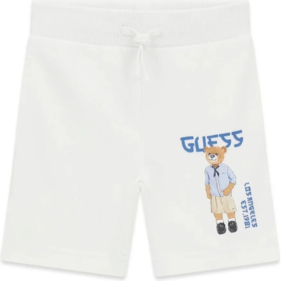 Guess Къси спортни панталони за мини момче в бял цвят с мече Guess