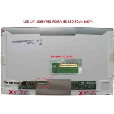 B140XTN01.1 LCD 14" 1366x768 WXGA HD LED 30pin (eDP) levý konektor display displej lesklý povrch
