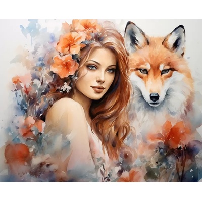 MagicArt Комплект за рисуване по номера MagicArt - Жена и лисица (GX46467)