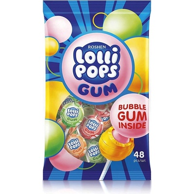 Roshen Lolli Pops Lízanky s ovocnou žuvačkou 48 x 20 g