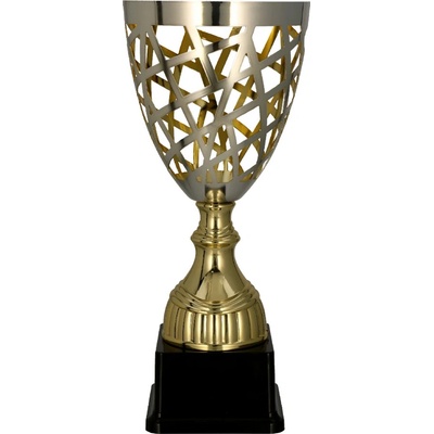 PUCHARY Pohár kovový zlato stříbrný Výška: 41 cm Průměr: 18 cm