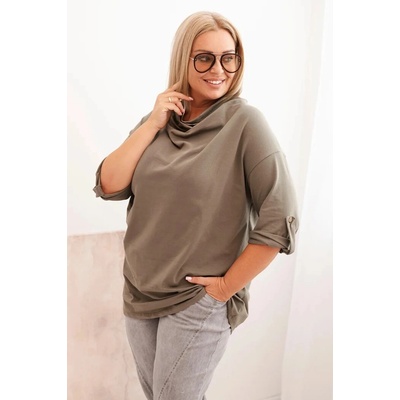 Kesi Dámska blúzka Plus Size s bavlnou voľného strihu s vodným výstrihom Zelená