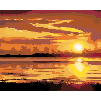 ZUTY Malování podle čísel ZÁPAD SLUNCE NAD ŘEKOU D RUSTY RUST Rozměr 80 x 100 cm Rámování bez rámu a bez vypnutí plátna