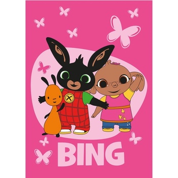 Jerry Fabrics Розово детско одеяло от флийс 100x150 cm Bing Bunny "Butterflies" - Jerry Fabrics (24BL243)