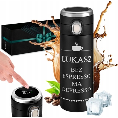 Murrano termohrnek 400 ml černý s LED displejem termoska