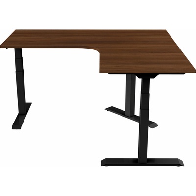 Delso Rohový výškovo nastaviteľný stôl Shaper 130 x 160 cm ľavý, orech / čierna