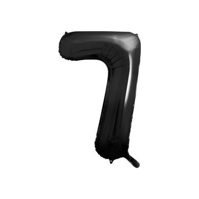 PartyDeco Fóliový balón narozeninové číslo 7 černý 86 cm