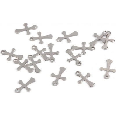 Prima-obchod Přívěsek křížek 9x13 mm, barva platina