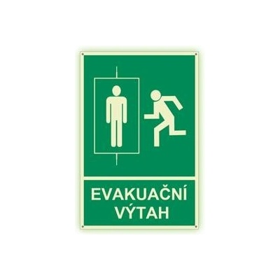 Evakuační výtah - fotoluminiscenční tabulka s dírkami, plast 2 mm 150x200 mm