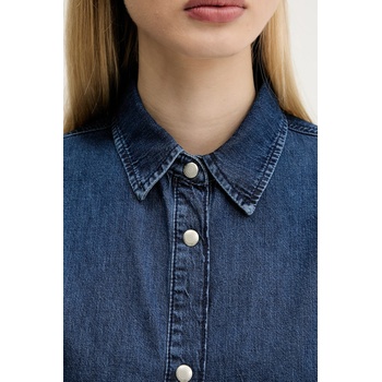 Karl Lagerfeld Jeans Дънкова риза Karl Lagerfeld Jeans дамска в тъмносиньо със стандартна кройка с класическа яка A3W11002 (A3W11002)